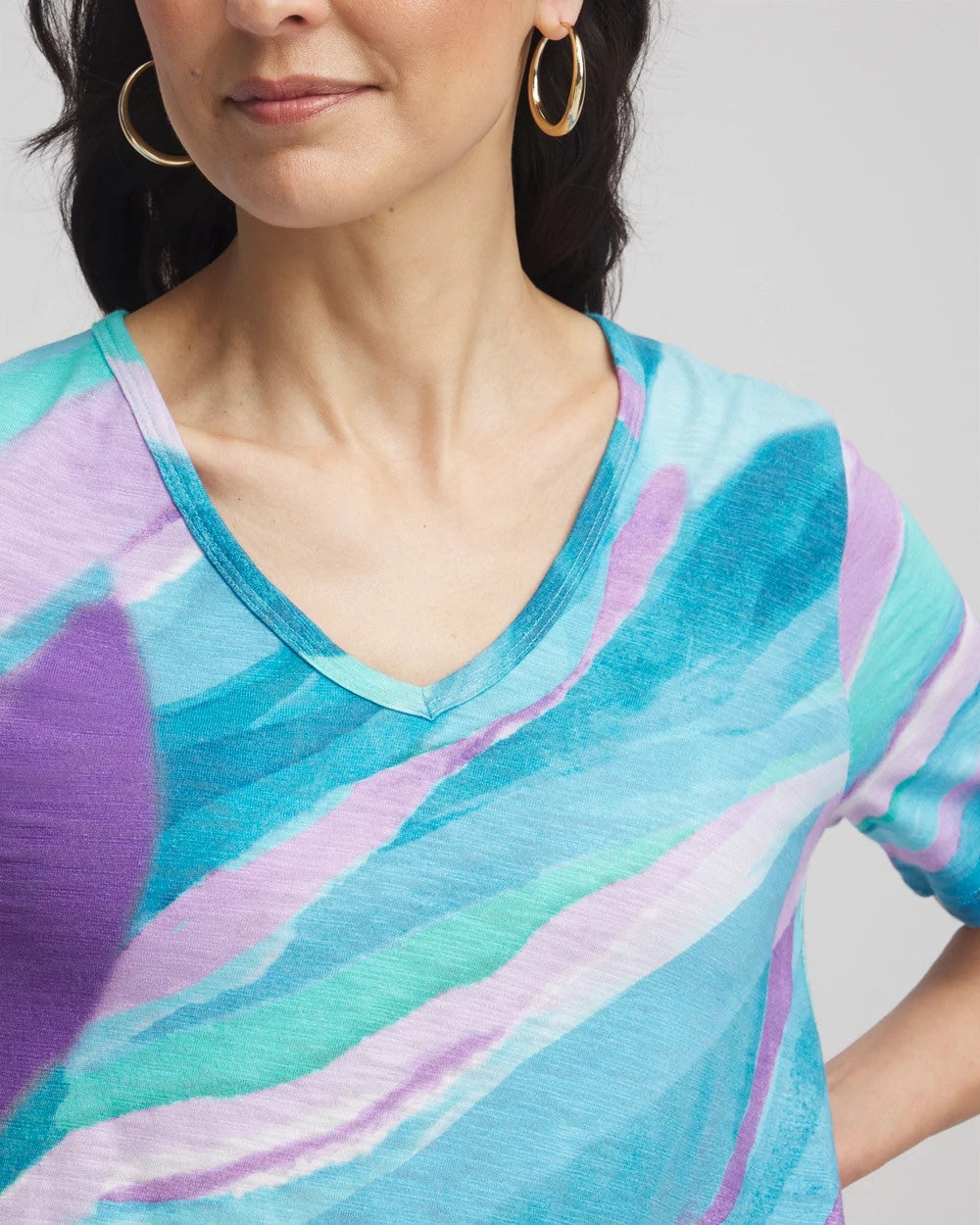 Paradiso Blue Sea Print Short Sleeve Forward-Seam Tee