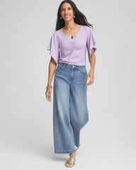 Gentle Lavender Touch of Cool™ Handkerchief-Sleeve V-Neck Tee