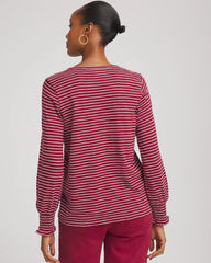 Russet Red Smocked-Sleeve Cotton-Slub Tee