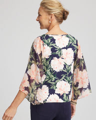 Darkest Spruce Georgette Angel-Sleeved Top