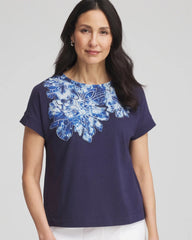 Passport Blue Zenergy® UPF Knit Applique Dolman Top
