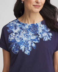 Passport Blue Zenergy® UPF Knit Applique Dolman Top