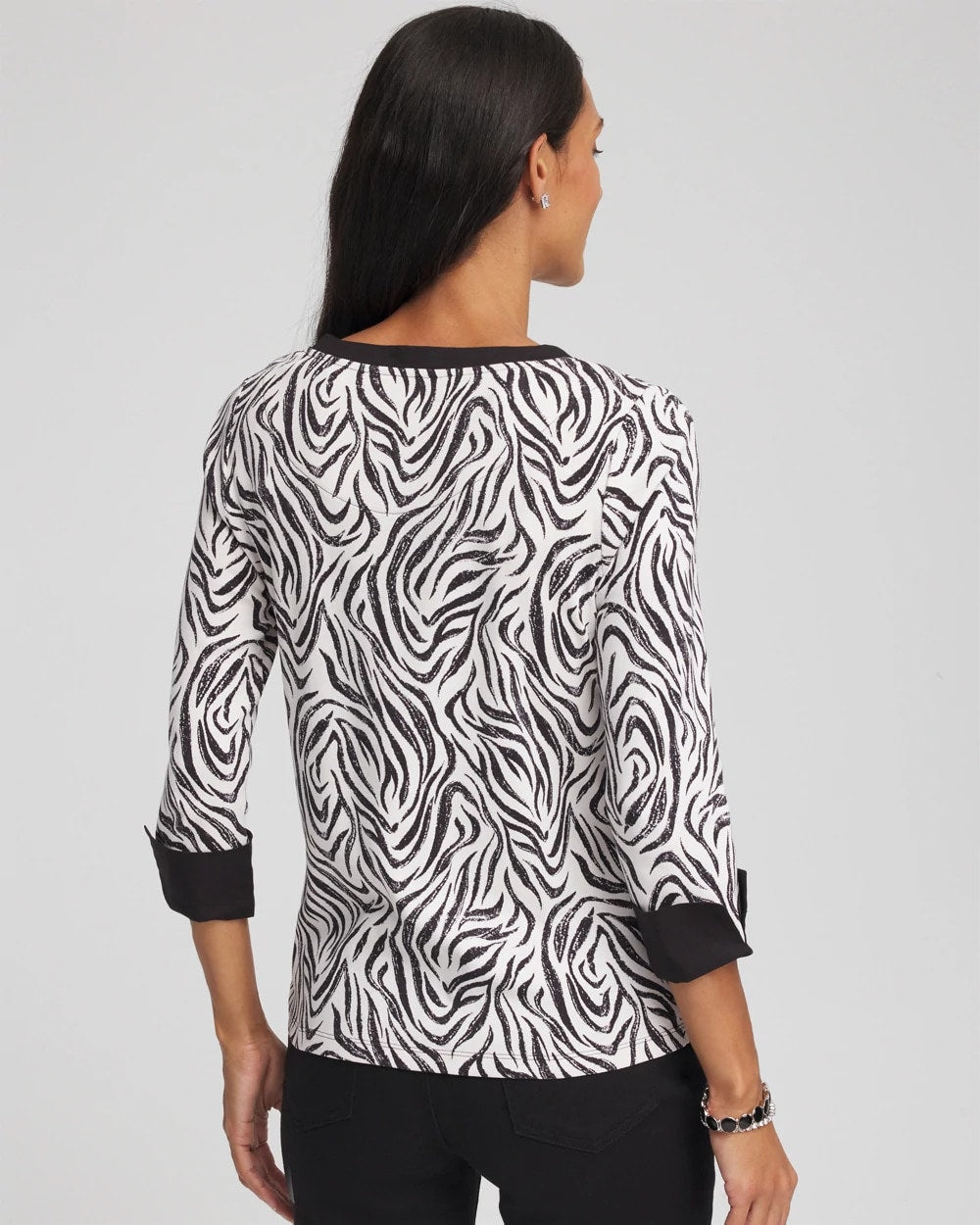 Black Pima Jewel Neck Contrast Tee