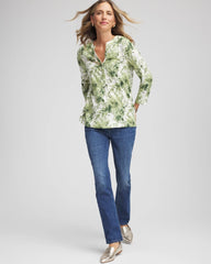 Sage Meadow Printed Slub Splitneck Henley Tee