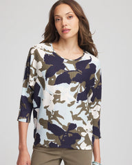 Blue Menthe Floral Wedge Top