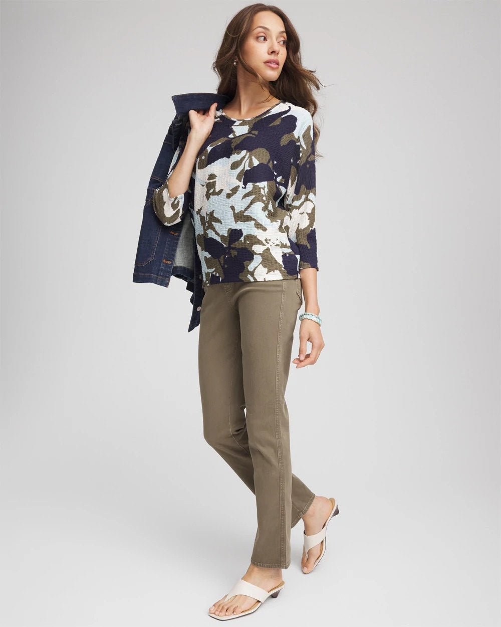 Blue Menthe Floral Wedge Top