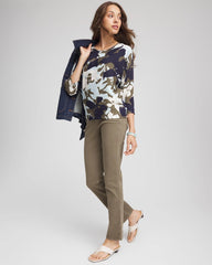 Blue Menthe Floral Wedge Top