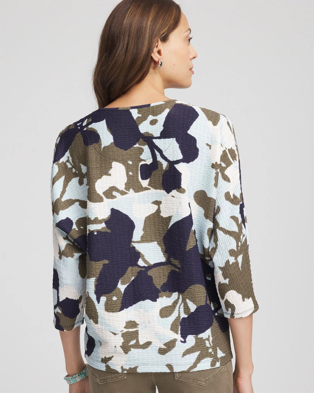 Blue Menthe Floral Wedge Top