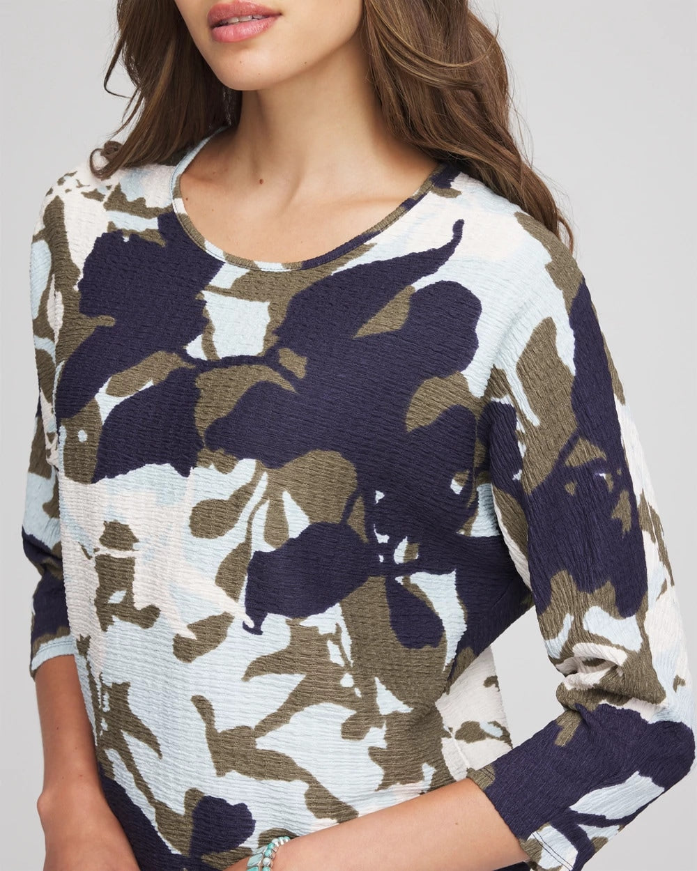 Blue Menthe Floral Wedge Top