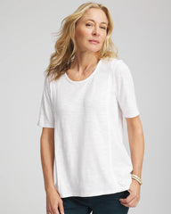 Alabaster Slub Paneled Elbow Tee