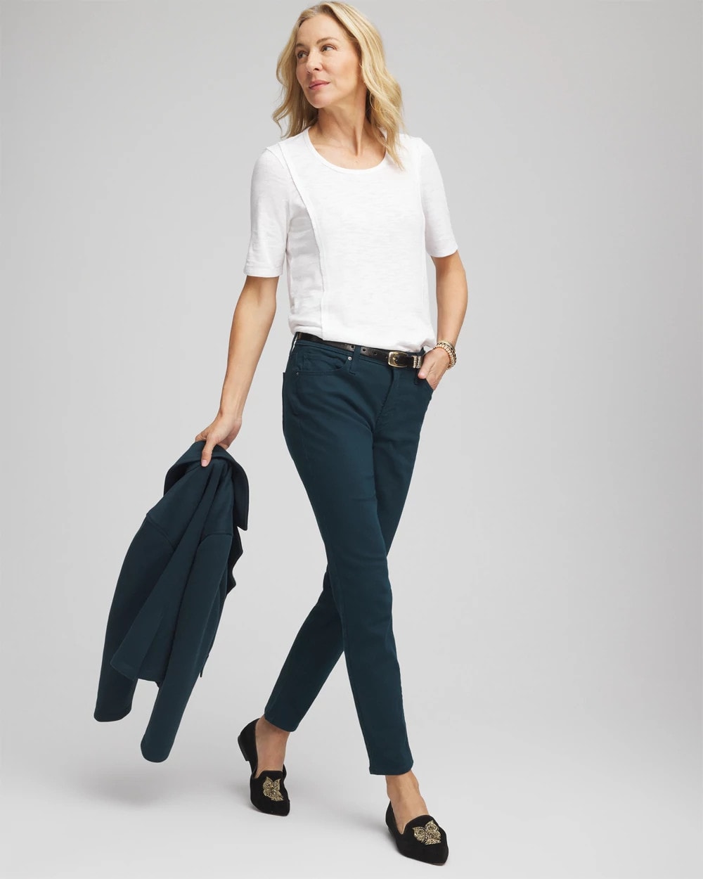 Alabaster Slub Paneled Elbow Tee