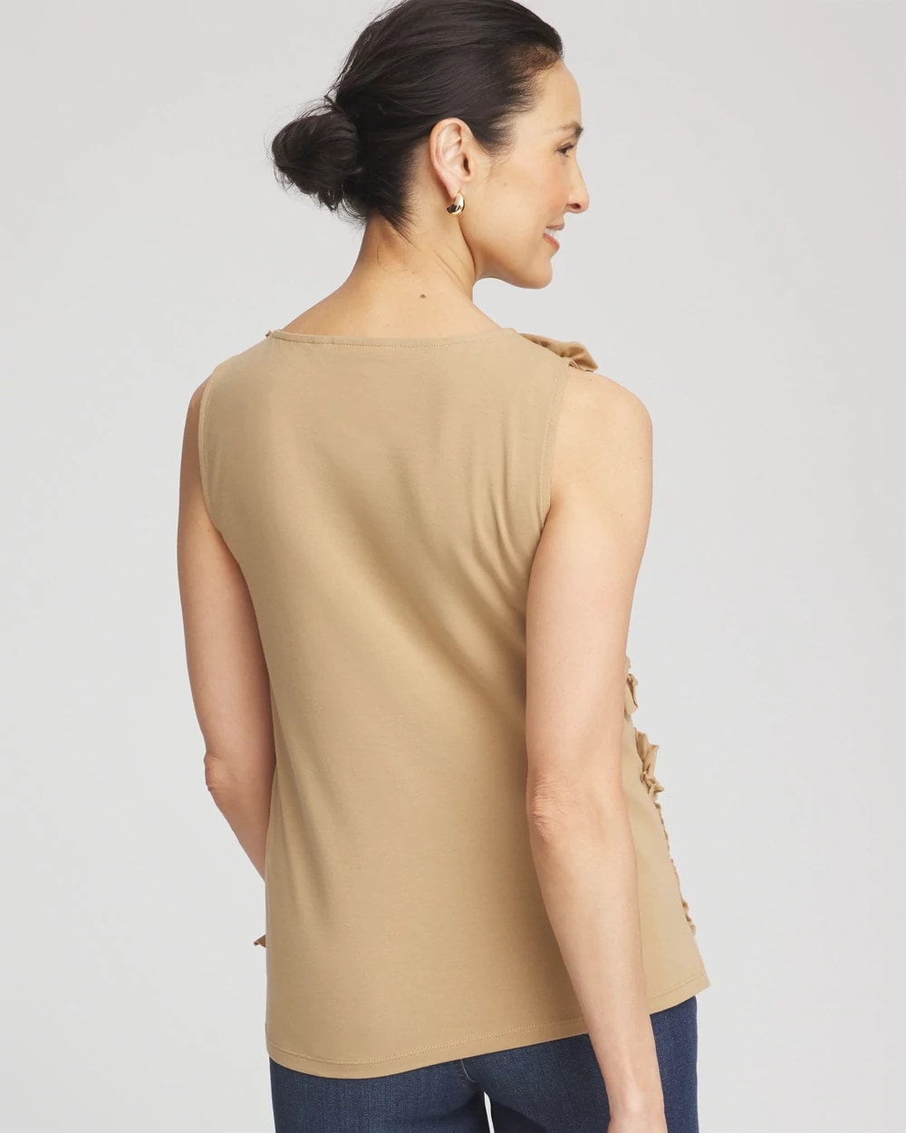 Cafe Aroma Sleeveless Ruffle-Appliqué Tank Top