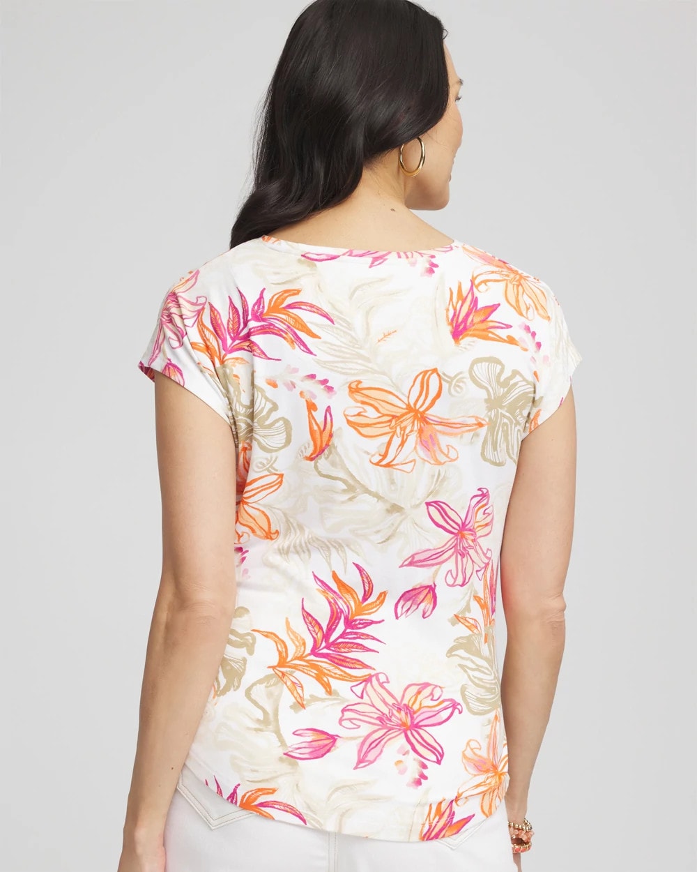 Alabaster Touch of Cool™ Tropical Floral Dolman Tee