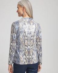 Classic Navy Sequin Reptile Funnel Neck tee