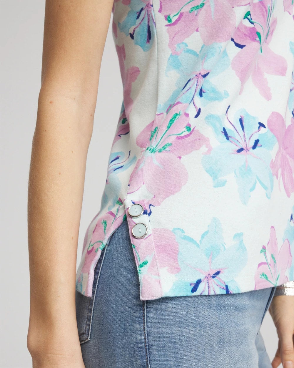 Paradiso Blue Floral Sleeveless V-Neck Tank