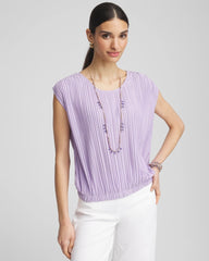 Gentle Lavender Pleated Bubble-Hem Tee