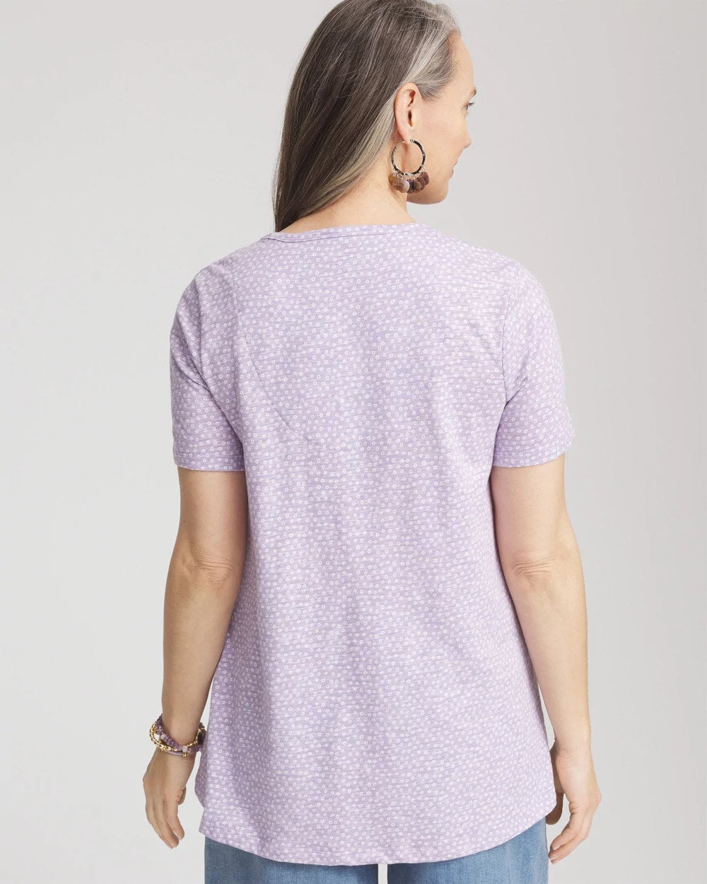 Gentle Lavender Polka-Dot Short Sleeve Forward Seam Tee