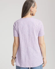 Gentle Lavender Polka-Dot Short Sleeve Forward Seam Tee