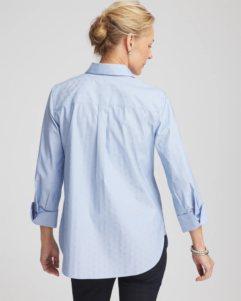 Tidal Blue No Iron™ Striped Jacquard Sateen Shirt