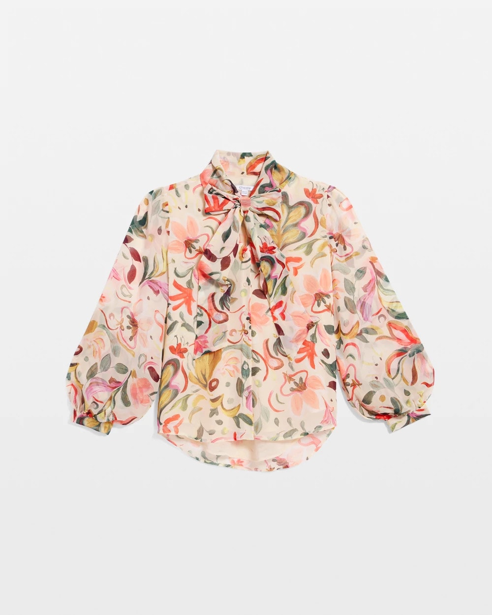 Cashew Floral Jacquard Tie-Front Blouse