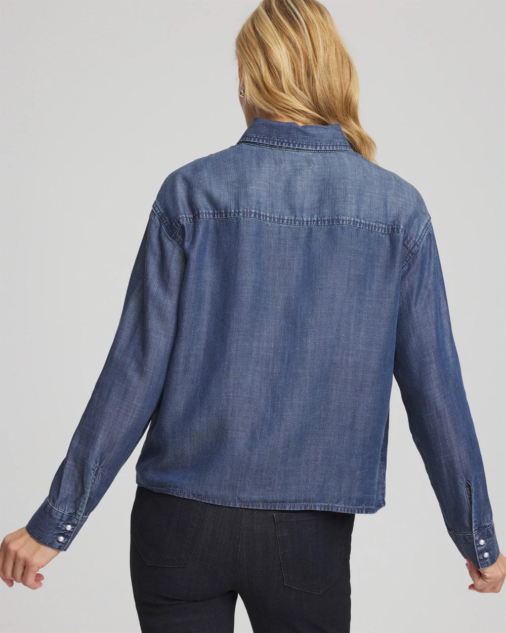 Kiruna Indigo Embellished Tencel Collar Shirt