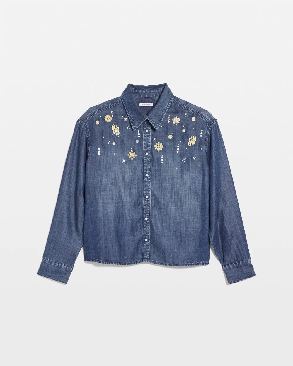 Kiruna Indigo Embellished Tencel Collar Shirt