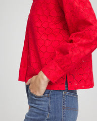Love Letter Red Heart Eyelet Button Down Shirt