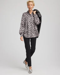 Dove Gray Faux Silk Snowy Animal Shirt