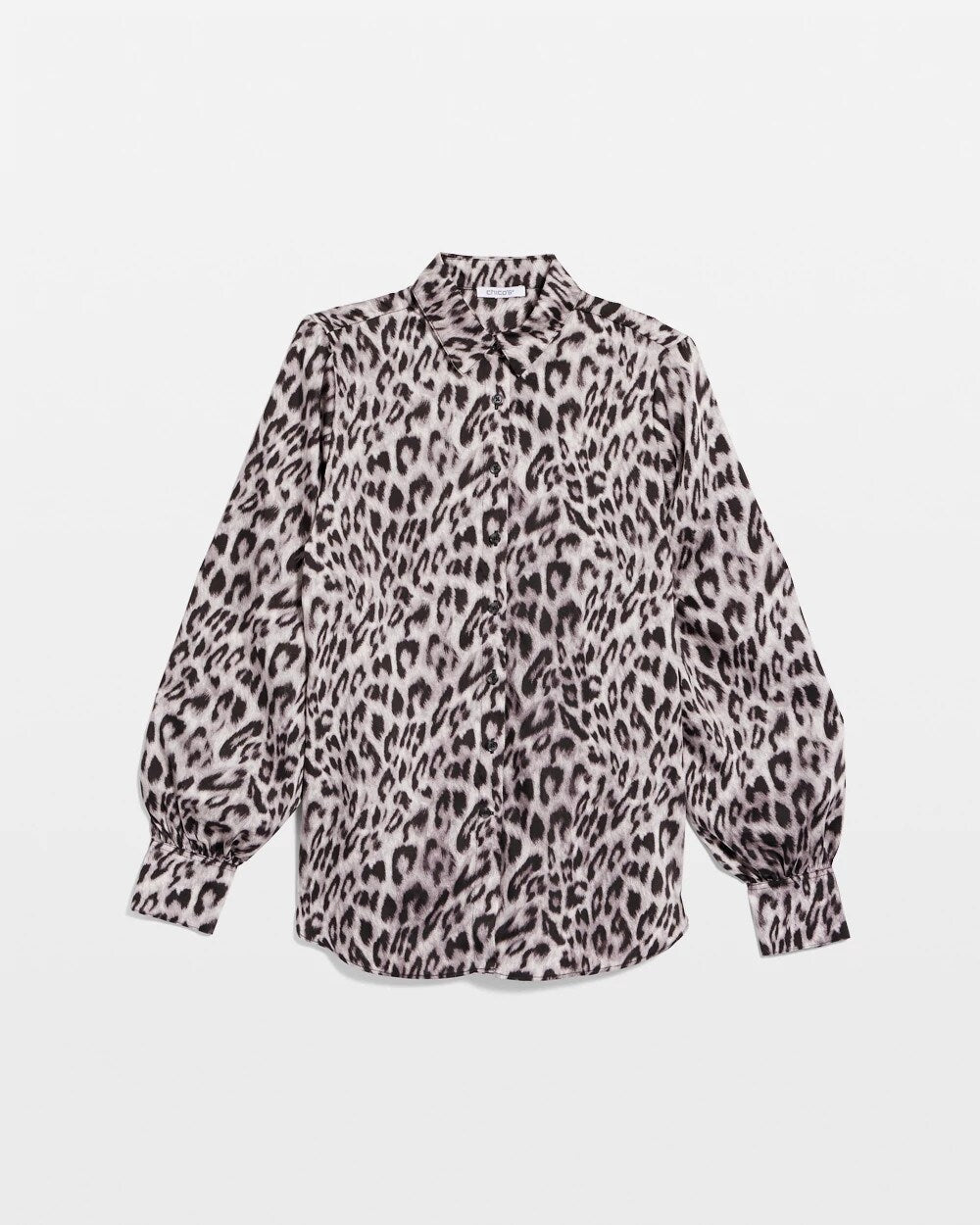 Dove Gray Faux Silk Snowy Animal Shirt