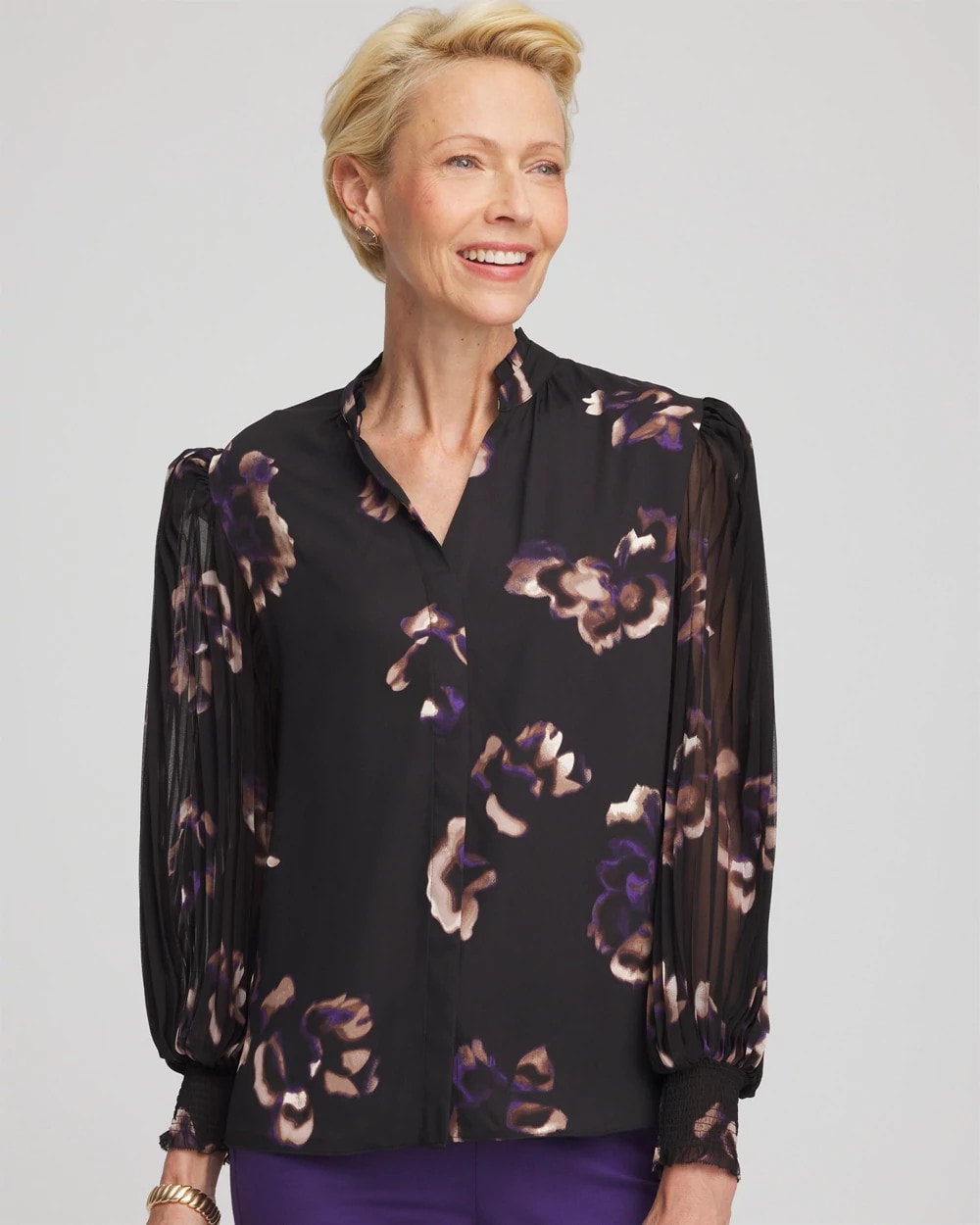 Black Fjord Flora Opaque Crepe Blouse