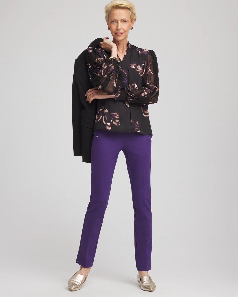 Black Fjord Flora Opaque Crepe Blouse