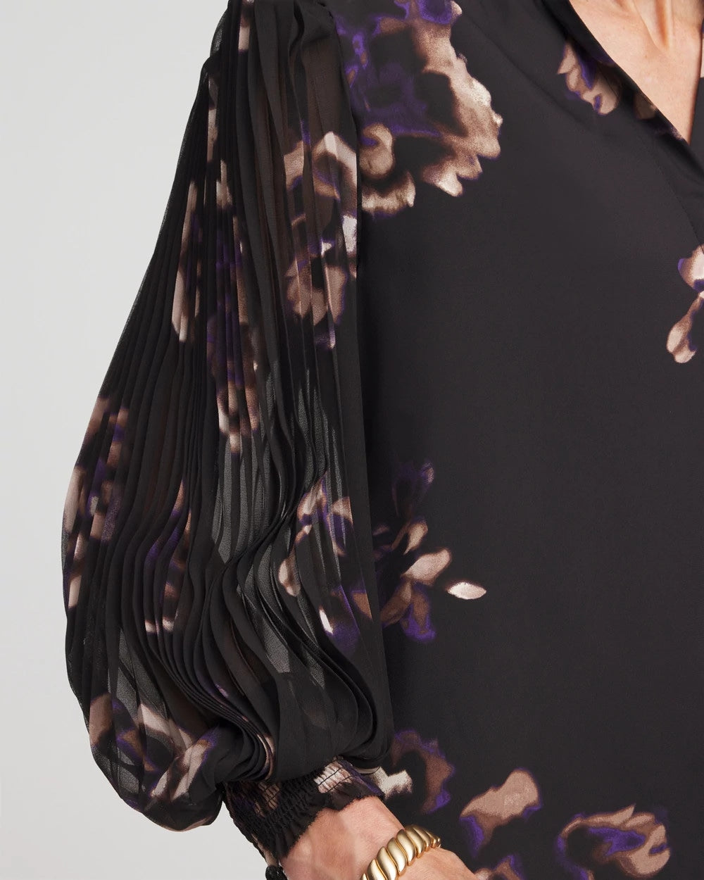 Black Fjord Flora Opaque Crepe Blouse