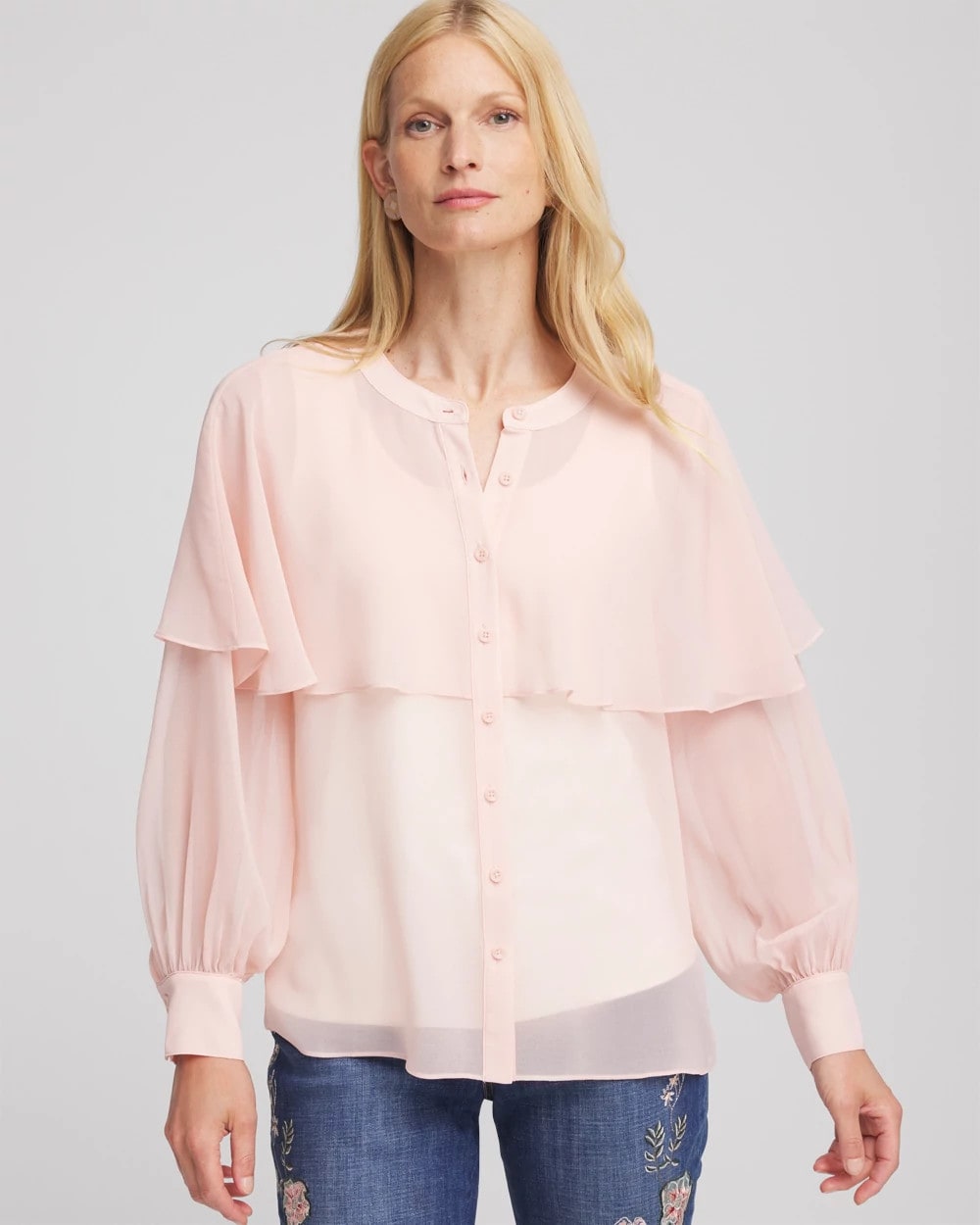 Rose Smoke Georgette Cape Blouse
