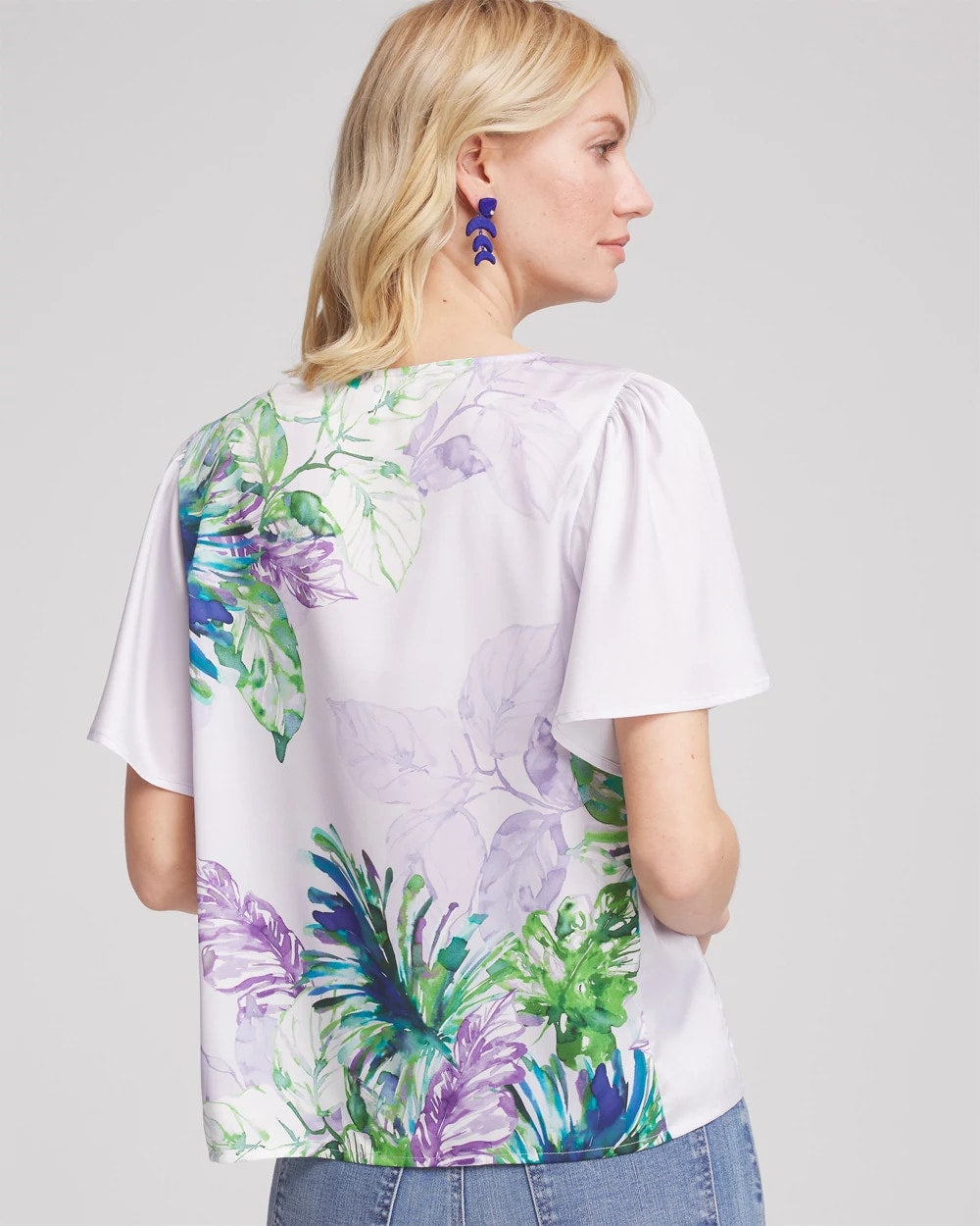 Violet Flutter Sleeve Satin Top