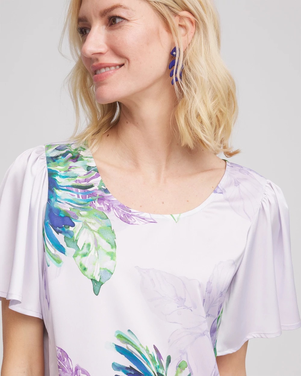 Violet Flutter Sleeve Satin Top
