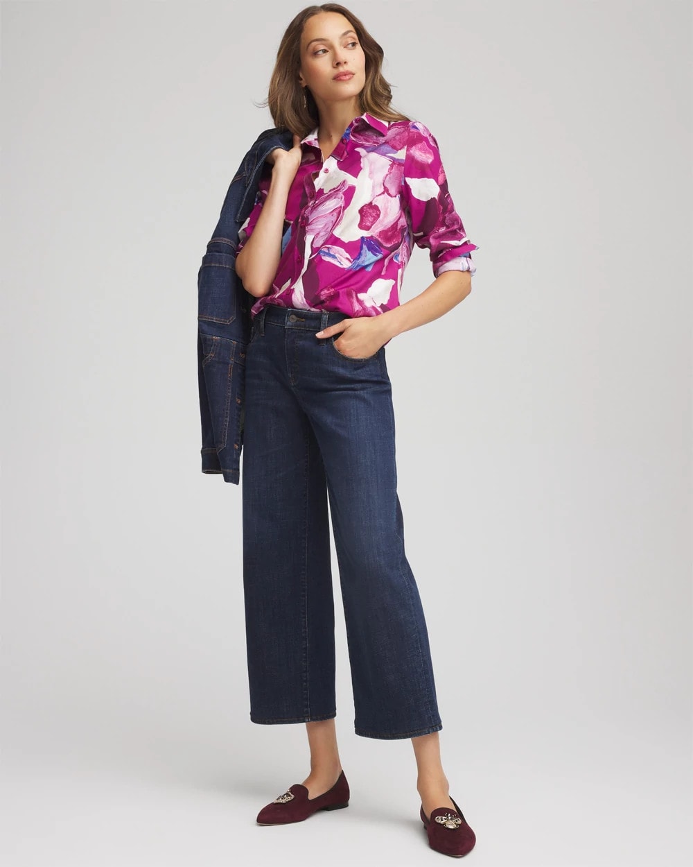Cobalt Stone No Iron™ Floral-Paint-Print Shirt