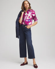 Cobalt Stone No Iron™ Floral-Paint-Print Shirt
