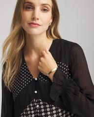Black Georgette Polka Dot Blouse