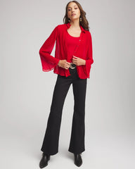 Carmine Red Pleated Georgette Blouse