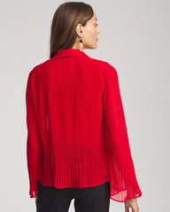 Carmine Red Pleated Georgette Blouse