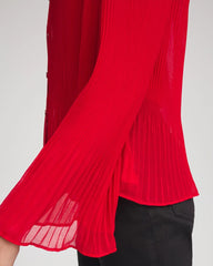 Carmine Red Pleated Georgette Blouse