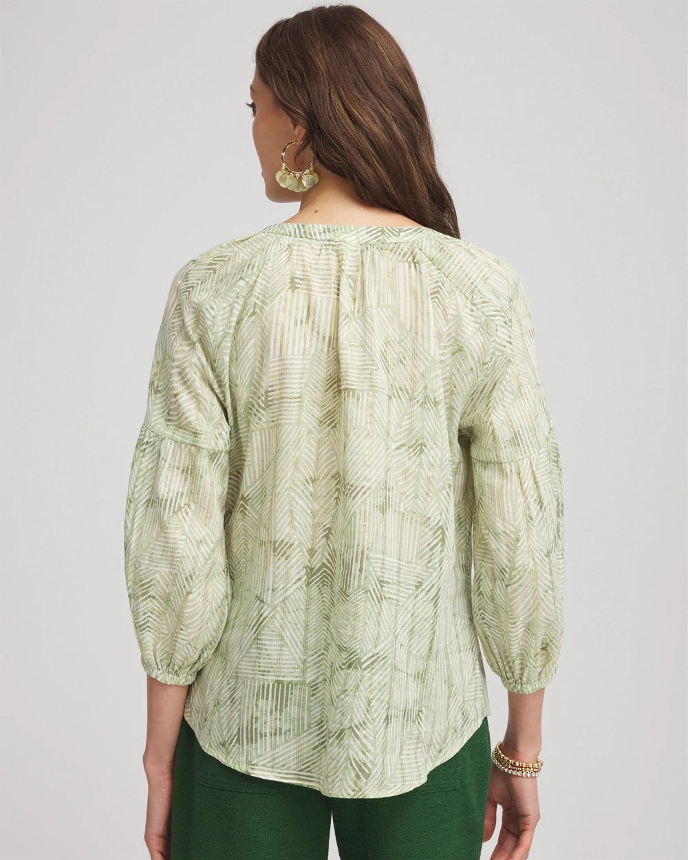 Salted Lime Lurex Stripe Cotton Blouse