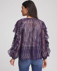 Purple Elixir Georgette Ruffle Sleeve Blouse