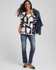 Passport Blue Geo Intarsia V-Neck Tunic