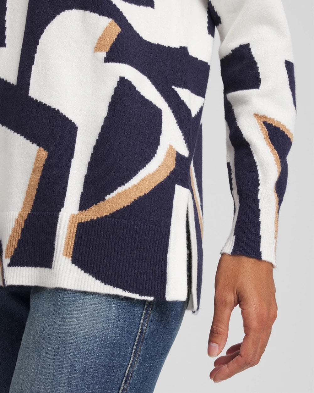 Passport Blue Geo Intarsia V-Neck Tunic