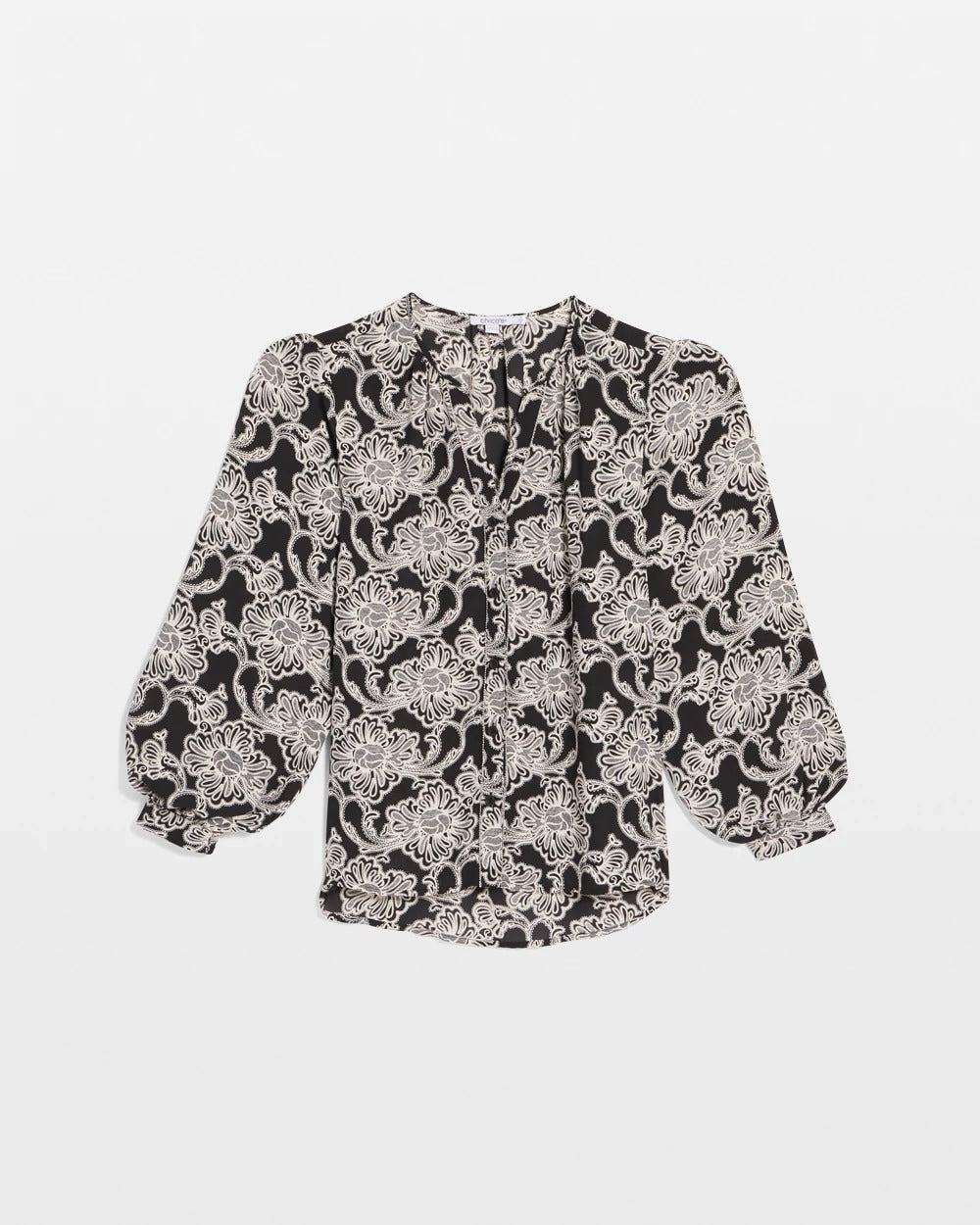Black Caviar Bead Georgette Blouse