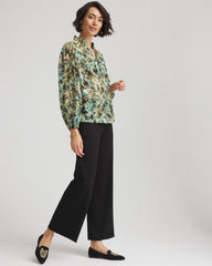 Darkest Spruce Crinkle Relaxed-Fit Blouse