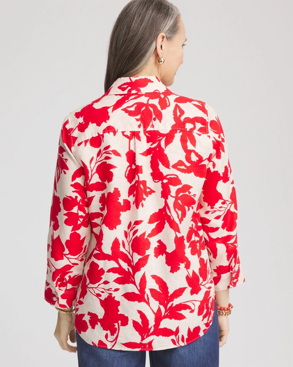 Red Glow No Iron™ Floral Linen Shirt