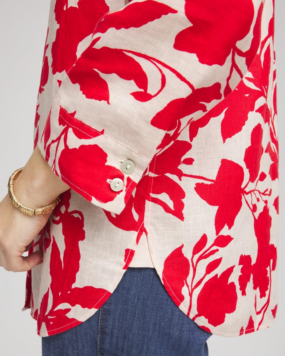 Red Glow No Iron™ Floral Linen Shirt