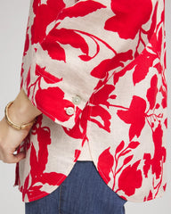 Red Glow No Iron™ Floral Linen Shirt